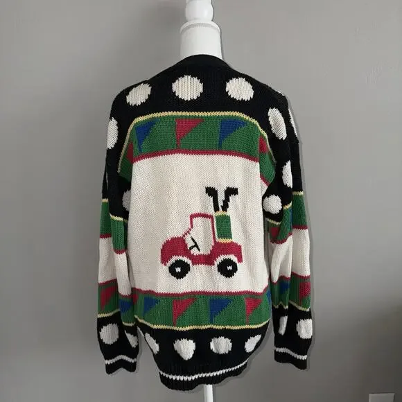Vintage Cape Isle Knitters Golf Cardigan Sweater Womens Large 90s Grandpa-Core - Picture 4 of 6